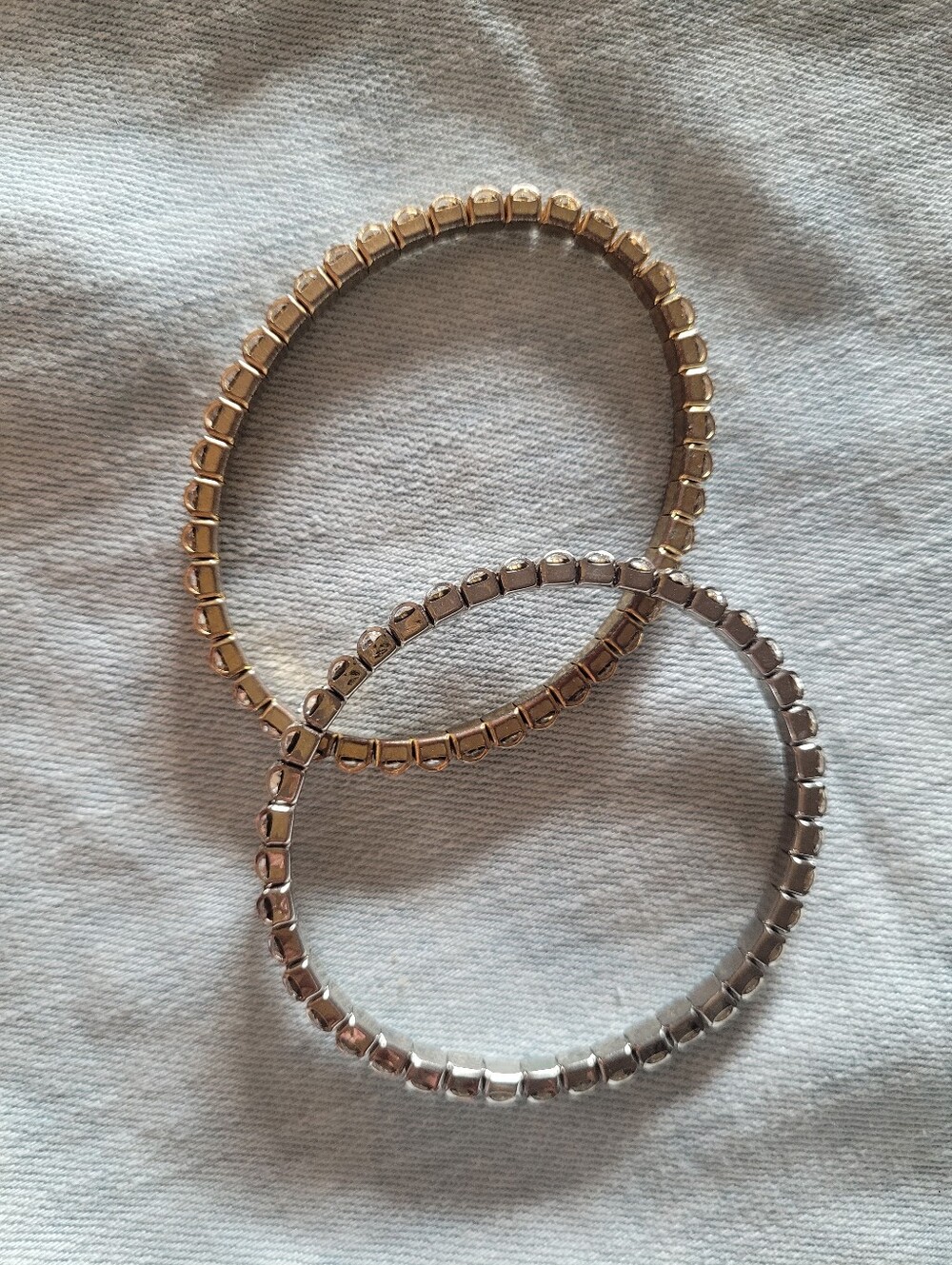 Touchstone Crystal Bundle Silver Gold Stretch Bracelet